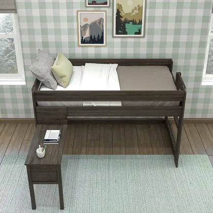 Max and Lily Farmhouse Twin-Size Low Loft with Hook-on Desk