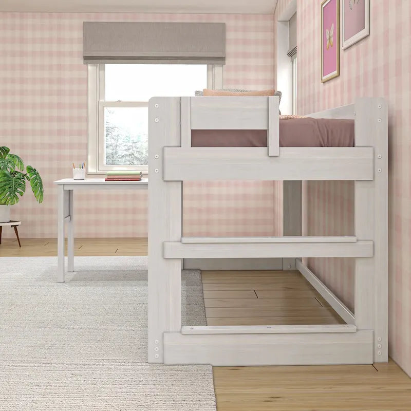 Max and Lily Farmhouse Twin-Size Low Loft with Hook-on Desk