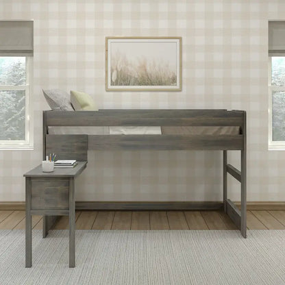 Max and Lily Farmhouse Twin-Size Low Loft with Hook-on Desk