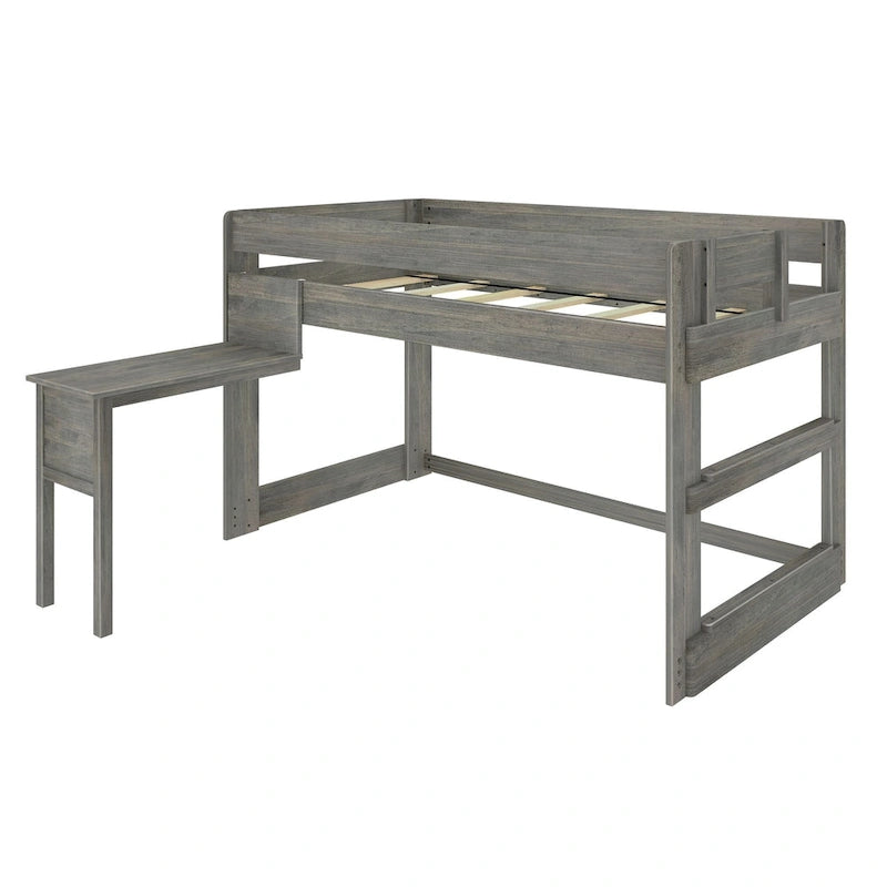 Max and Lily Farmhouse Twin-Size Low Loft with Hook-on Desk