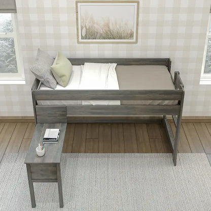 Max and Lily Farmhouse Twin-Size Low Loft with Hook-on Desk