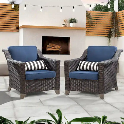 Cozywor Patio Wicker Outdoor Lounge Chair with Thick Cushions
