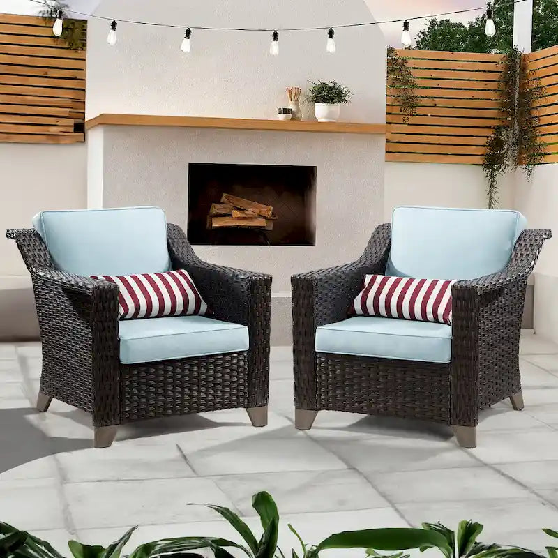 Cozywor Patio Wicker Outdoor Lounge Chair with Thick Cushions