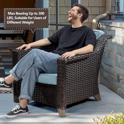 Cozywor Patio Wicker Outdoor Lounge Chair with Thick Cushions