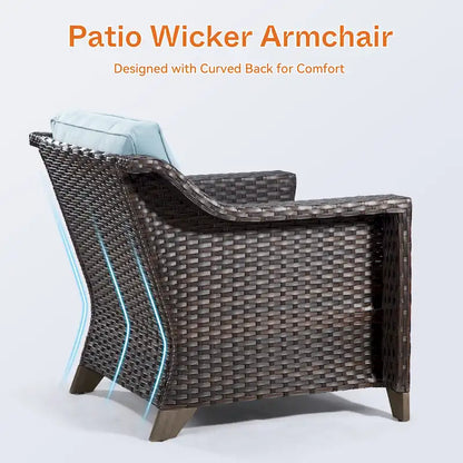 Cozywor Patio Wicker Outdoor Lounge Chair with Thick Cushions