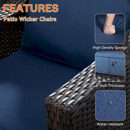 Cozywor Patio Wicker Outdoor Lounge Chair with Thick Cushions