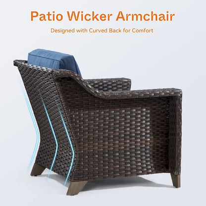 Cozywor Patio Wicker Outdoor Lounge Chair with Thick Cushions