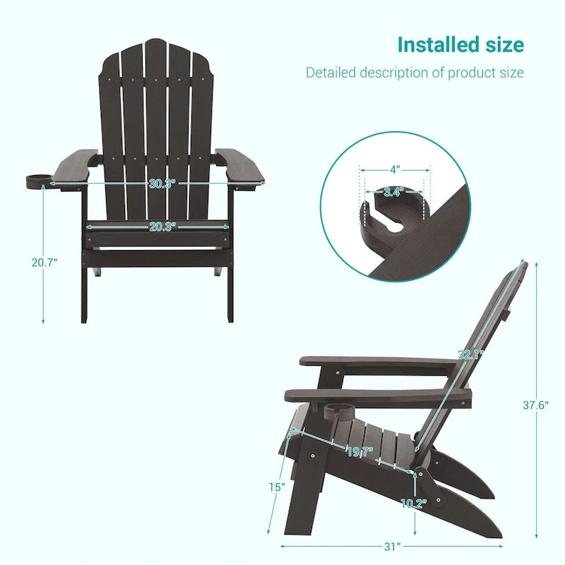 Bonosuki Set of 2 Folding Adirondack Chair Patio Fire Pit Chair