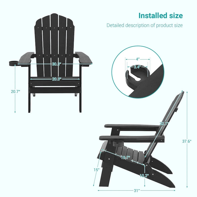 Bonosuki Set of 2 Folding Adirondack Chair Patio Fire Pit Chair