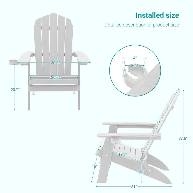 Bonosuki Set of 2 Folding Adirondack Chair Patio Fire Pit Chair