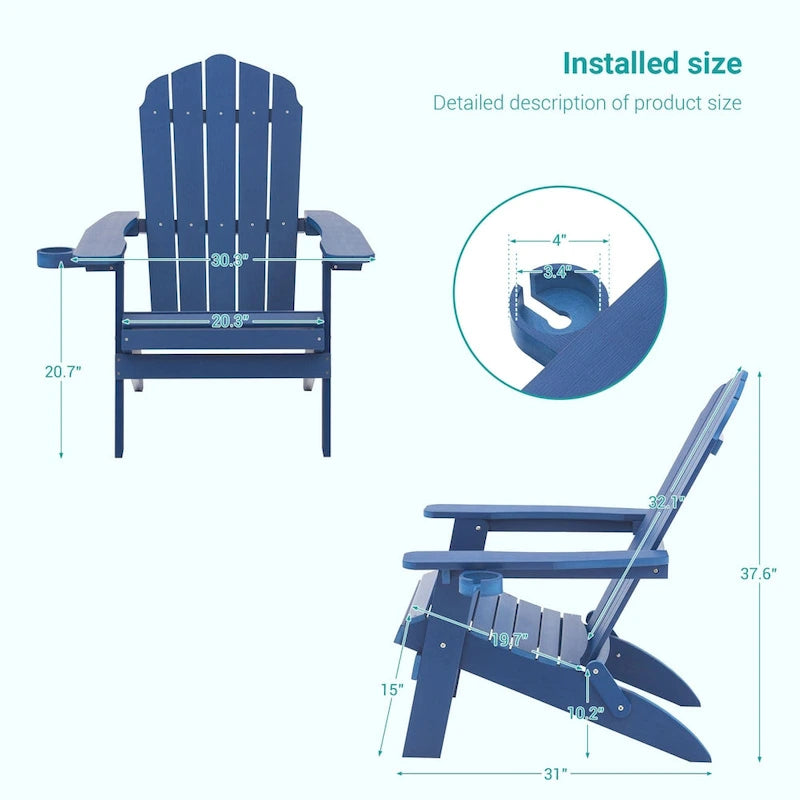 Bonosuki Set of 2 Folding Adirondack Chair Patio Fire Pit Chair