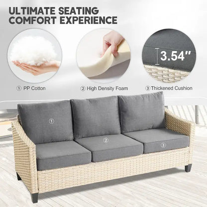 HOOOWOOO 8-piece Wicker Patio Furniture Conversation Set with Fire Pit Table