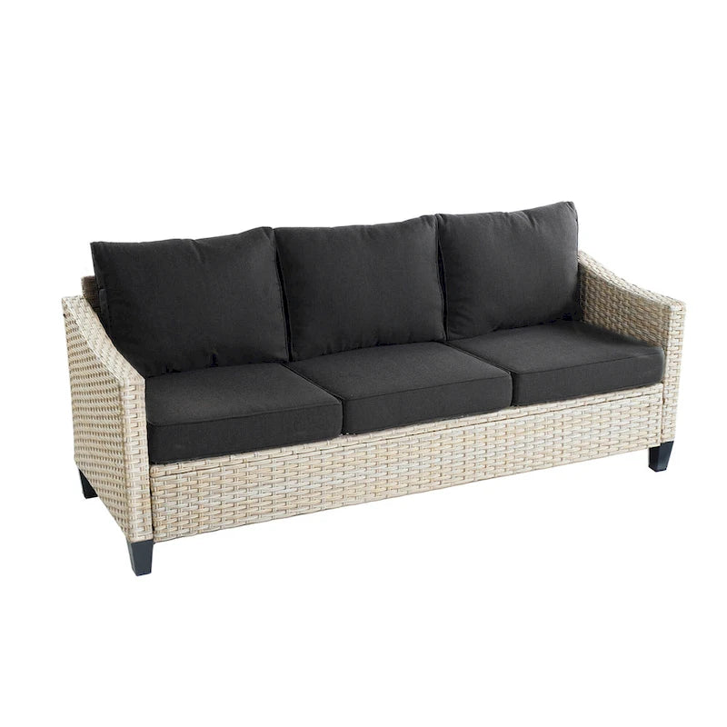 HOOOWOOO 8-piece Wicker Patio Furniture Conversation Set with Fire Pit Table