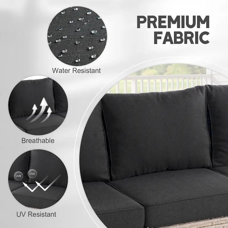 HOOOWOOO 8-piece Wicker Patio Furniture Conversation Set with Fire Pit Table