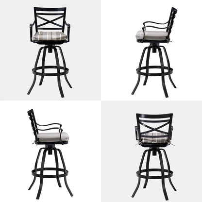 Outdoor Patio Bar Stools Aluminum Swivel Bar Chair with Sunbrella Cushion - 21.7 in W x 16.5 in D x 46 in H