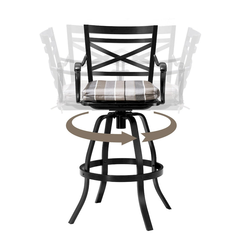 Outdoor Patio Bar Stools Aluminum Swivel Bar Chair with Sunbrella Cushion - 21.7 in W x 16.5 in D x 46 in H