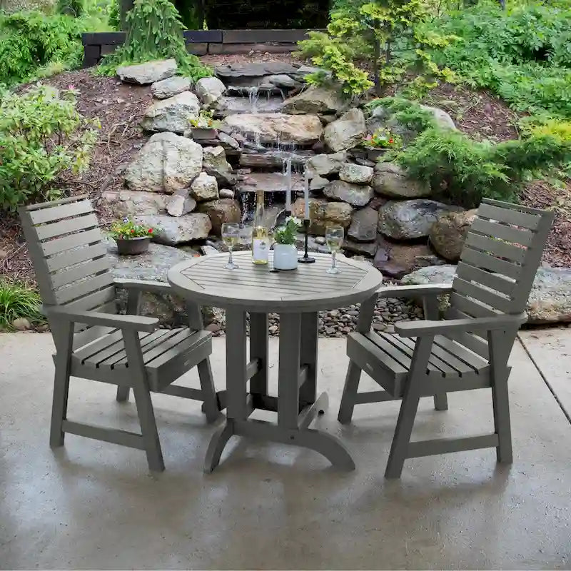 Weatherly 3-piece Outdoor Dining Set - 36  Round Table, Dining-height