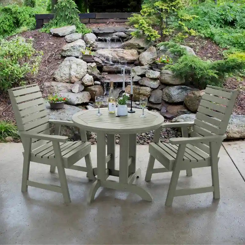Weatherly 3-piece Outdoor Dining Set - 36  Round Table, Dining-height
