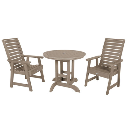 Weatherly 3-piece Outdoor Dining Set - 36  Round Table, Dining-height
