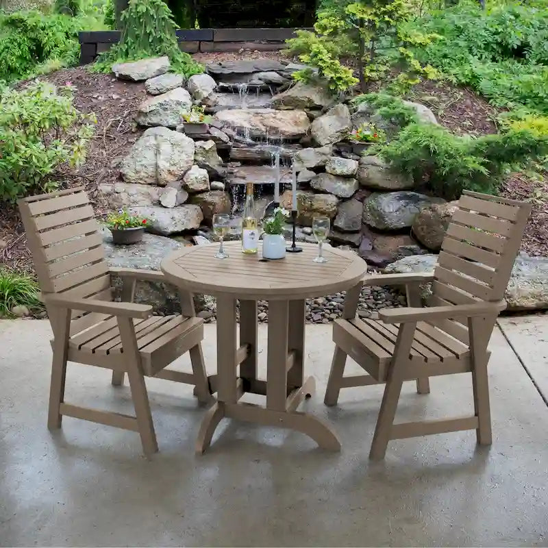 Weatherly 3-piece Outdoor Dining Set - 36  Round Table, Dining-height