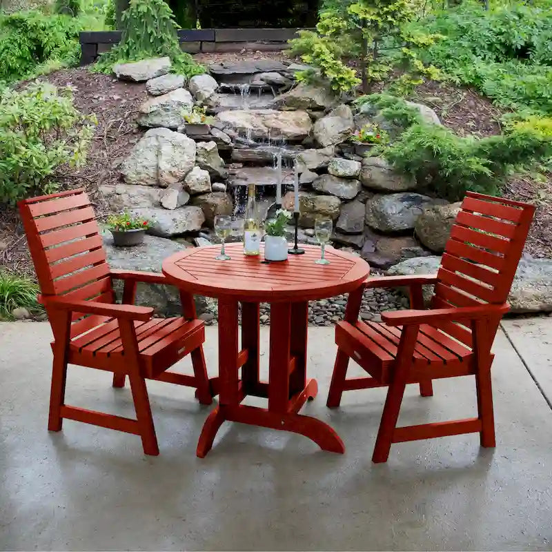 Weatherly 3-piece Outdoor Dining Set - 36  Round Table, Dining-height