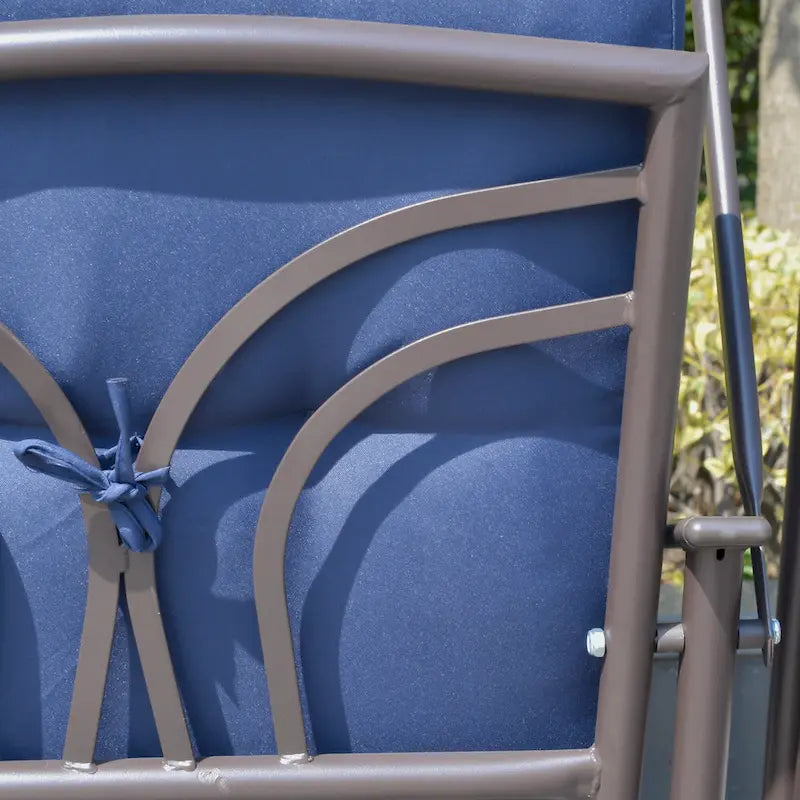 Outsunny 2-Person Patio Swing Chair Outdoor Canopy Swing with Adjustable Shade, Soft Cushions, Throw Pillows and Tray