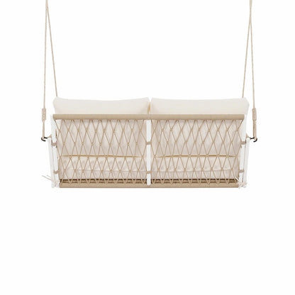 Outdoor Woven Rope Swing Sofa with Soft Cushions