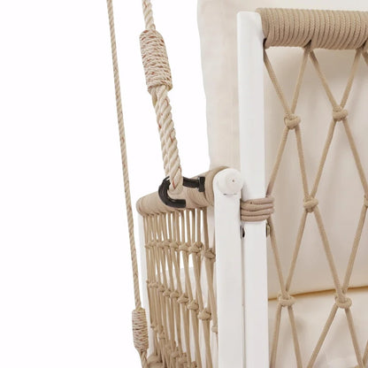 Outdoor Woven Rope Swing Sofa with Soft Cushions