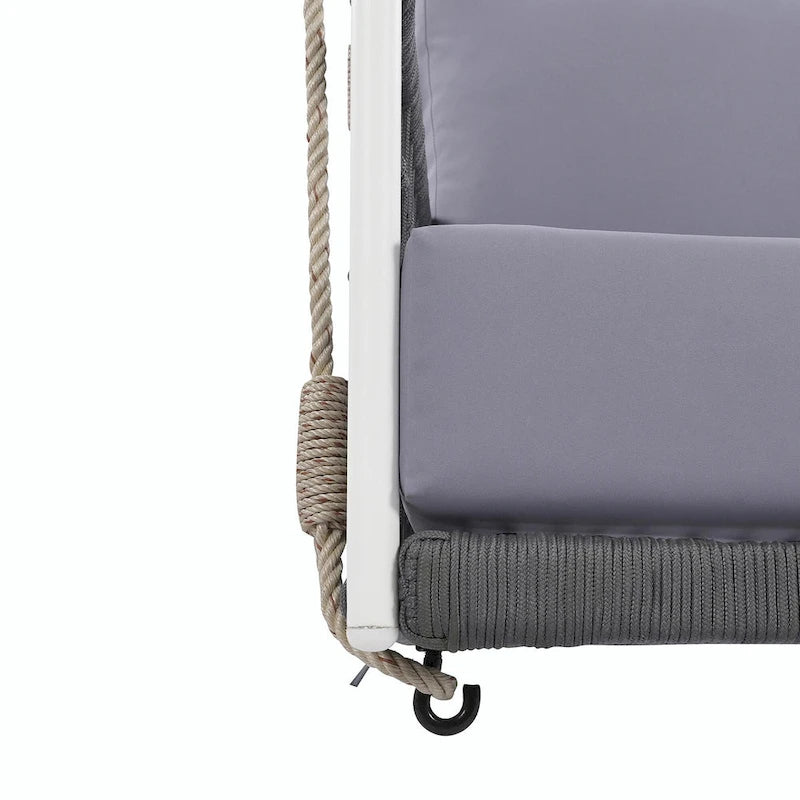 Outdoor Woven Rope Swing Sofa with Soft Cushions