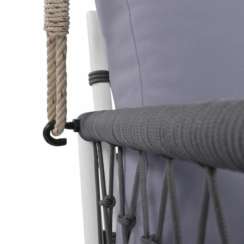 Outdoor Woven Rope Swing Sofa with Soft Cushions