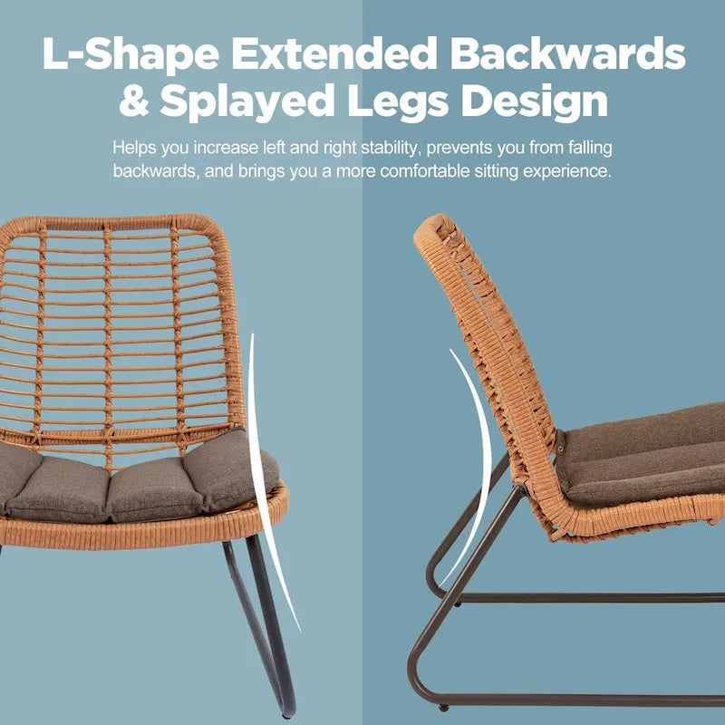 Patio Furniture Sets Rattan Wicker Outdoor Bistro Sets with Cushions (Set of 3) - 23.23 L x 29.53 W x 32.28 H