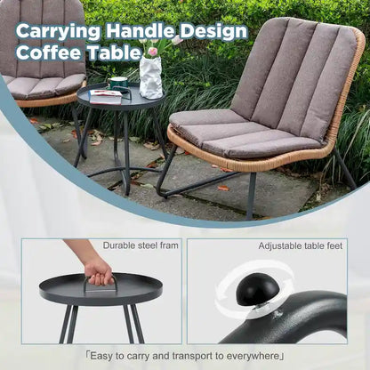 Patio Furniture Sets Rattan Wicker Outdoor Bistro Sets with Cushions (Set of 3) - 23.23 L x 29.53 W x 32.28 H