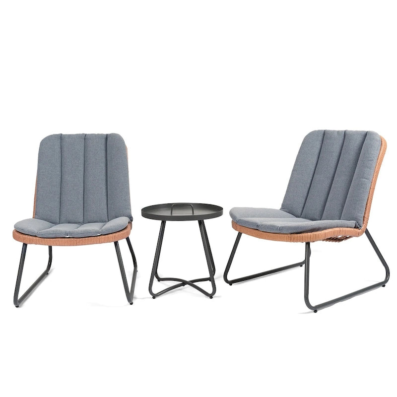 Patio Furniture Sets Rattan Wicker Outdoor Bistro Sets with Cushions (Set of 3) - 23.23 L x 29.53 W x 32.28 H