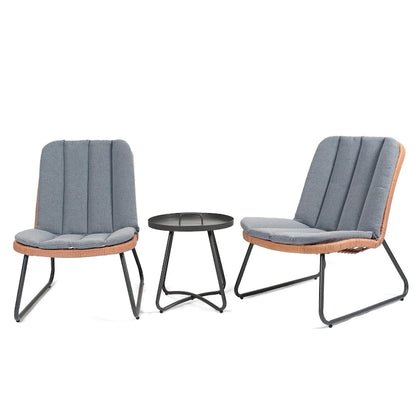 Patio Furniture Sets Rattan Wicker Outdoor Bistro Sets with Cushions (Set of 3) - 23.23 L x 29.53 W x 32.28 H