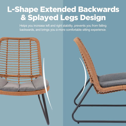 Patio Furniture Sets Rattan Wicker Outdoor Bistro Sets with Cushions (Set of 3) - 23.23 L x 29.53 W x 32.28 H