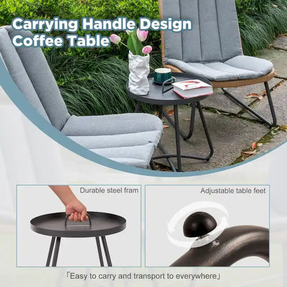 Patio Furniture Sets Rattan Wicker Outdoor Bistro Sets with Cushions (Set of 3) - 23.23 L x 29.53 W x 32.28 H