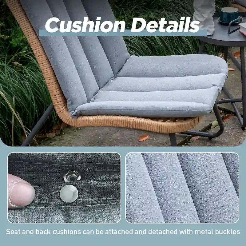 Patio Furniture Sets Rattan Wicker Outdoor Bistro Sets with Cushions (Set of 3) - 23.23 L x 29.53 W x 32.28 H