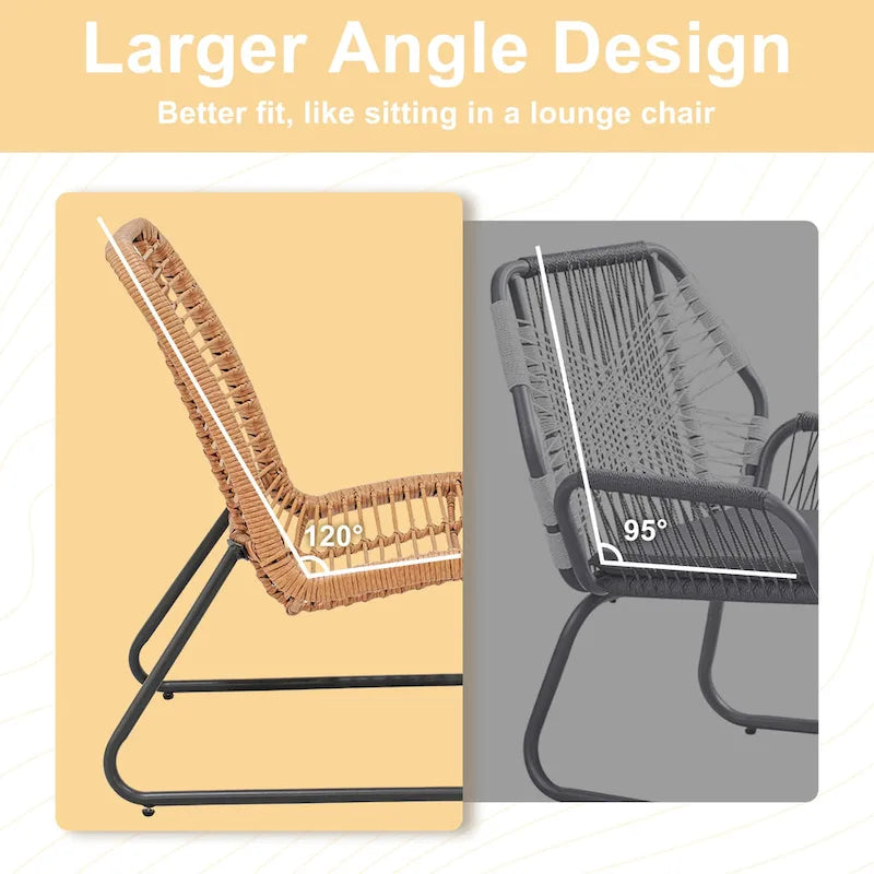 Patio Furniture Sets Rattan Wicker Outdoor Bistro Sets with Cushions (Set of 3) - 23.23 L x 29.53 W x 32.28 H