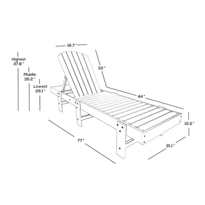 Polytrends Altura Armless Poly Eco-Friendly All Weather Reclining Chaise Lounge