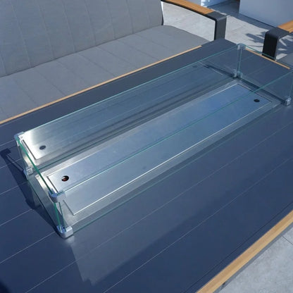 Patio Rocking Chair Sofa Set with Firepit Table and BBQ Grill