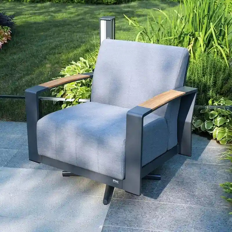 Patio Rocking Chair Sofa Set with Firepit Table and BBQ Grill