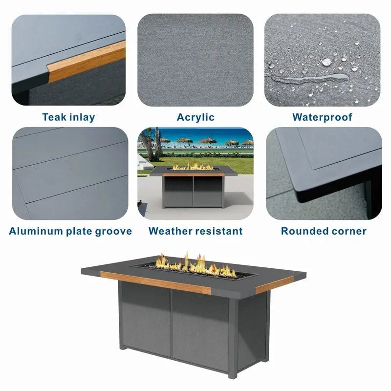 Patio Rocking Chair Sofa Set with Firepit Table and BBQ Grill