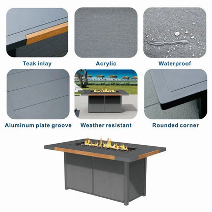 Patio Rocking Chair Sofa Set with Firepit Table and BBQ Grill