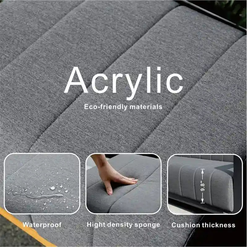 Patio Rocking Chair Sofa Set with Firepit Table and BBQ Grill