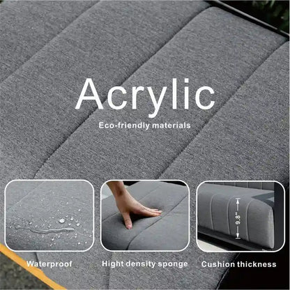 Patio Rocking Chair Sofa Set with Firepit Table and BBQ Grill