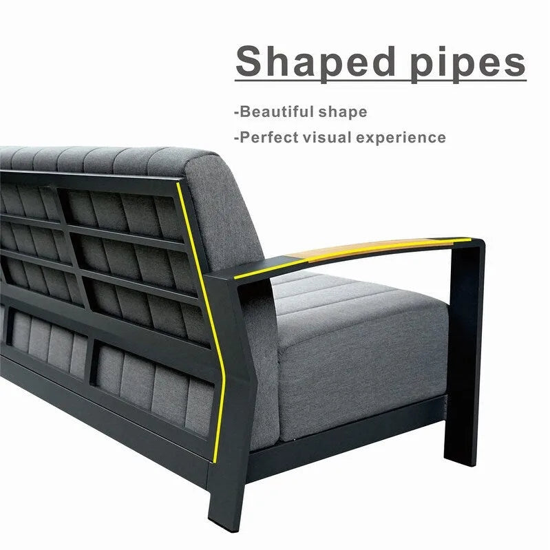 Patio Rocking Chair Sofa Set with Firepit Table and BBQ Grill