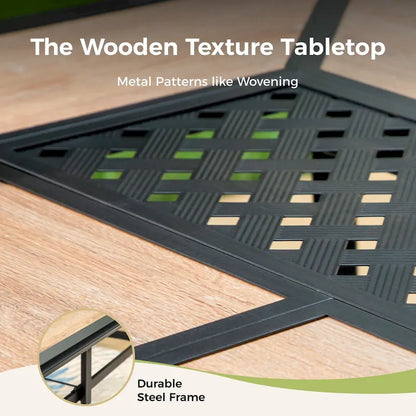 7/8-Piece Patio Dining Set of 6 Swivel Metal Rattan Chairs with Deep-seating Chairs and Wood-like Table & Outdoor Umbrella - N/A