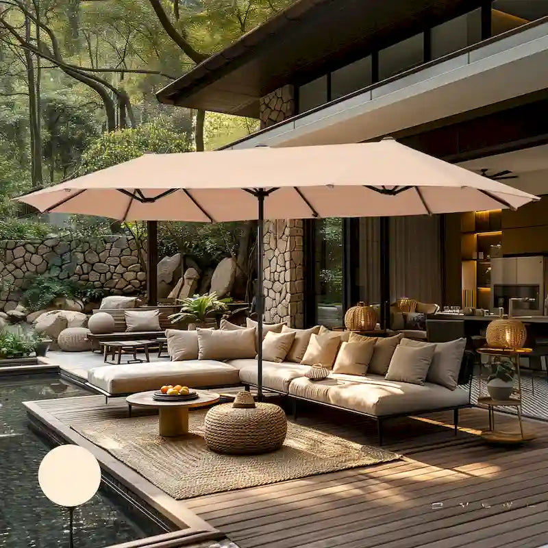 7/8-Piece Patio Dining Set of 6 Swivel Metal Rattan Chairs with Deep-seating Chairs and Wood-like Table & Outdoor Umbrella - N/A