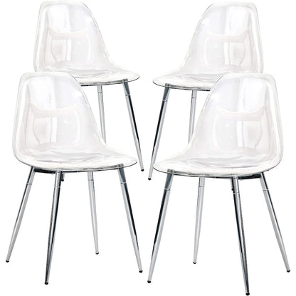 Modern Plastic Shell Accent Side Chairs with metal Legs, Transparent