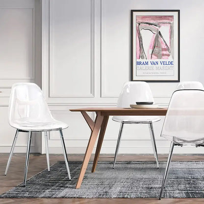 Modern Plastic Shell Accent Side Chairs with metal Legs, Transparent